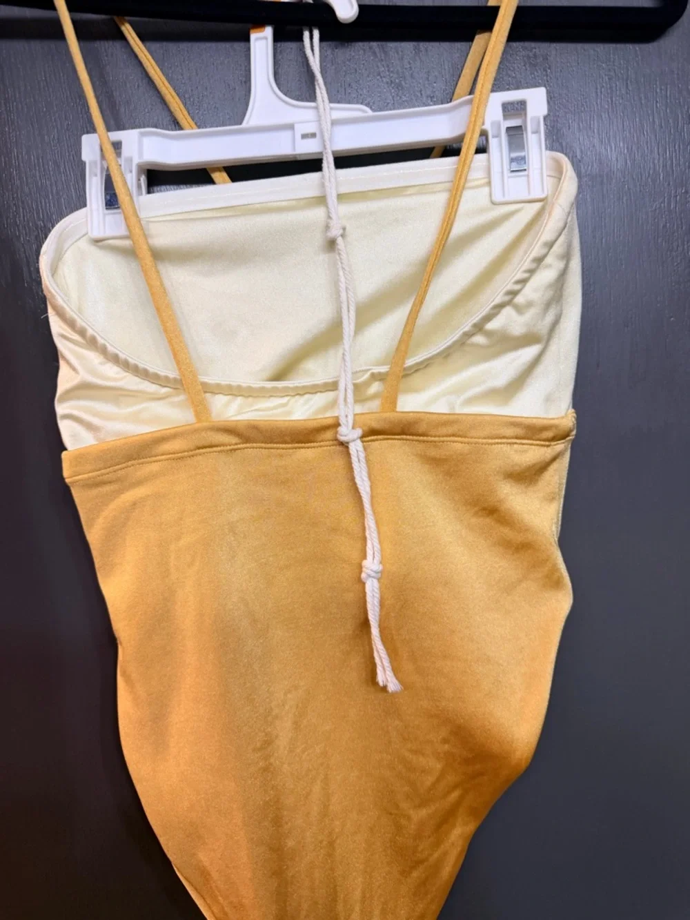 Two-Tone Yellow One-Piece Swimsuit with Slim Straps